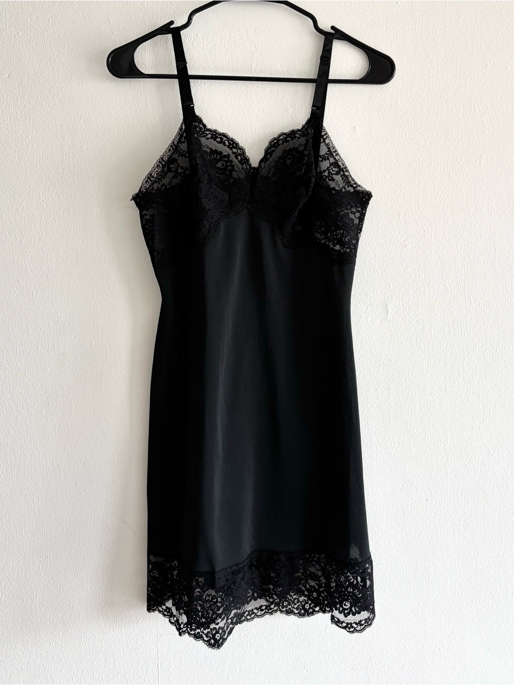 vintage black lace slip dress with floral design